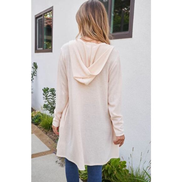 Perfect Peach Women Open Front Hooded Cardigan Sweater Size XL Light Peach NWOT - Picture 3 of 10